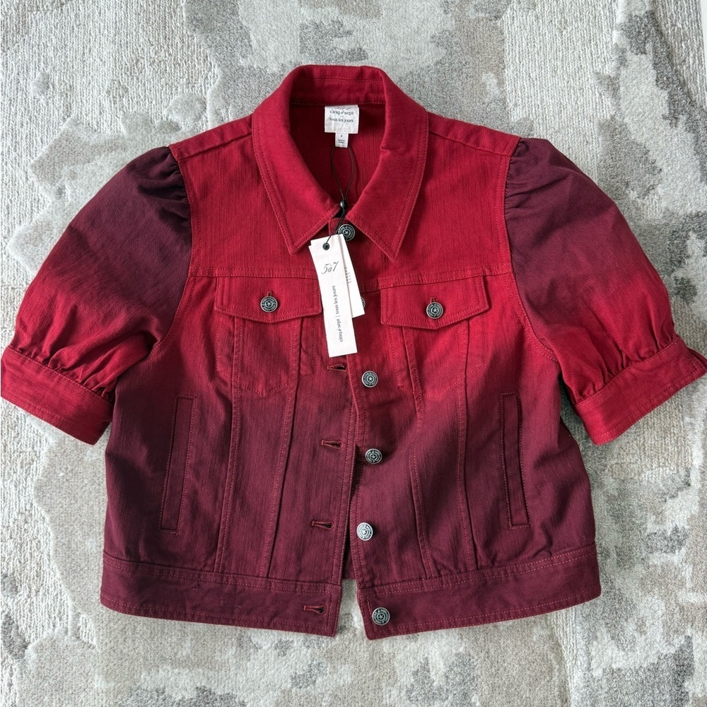 Cinq a Sept Red Ombre Short Sleeve Jacket